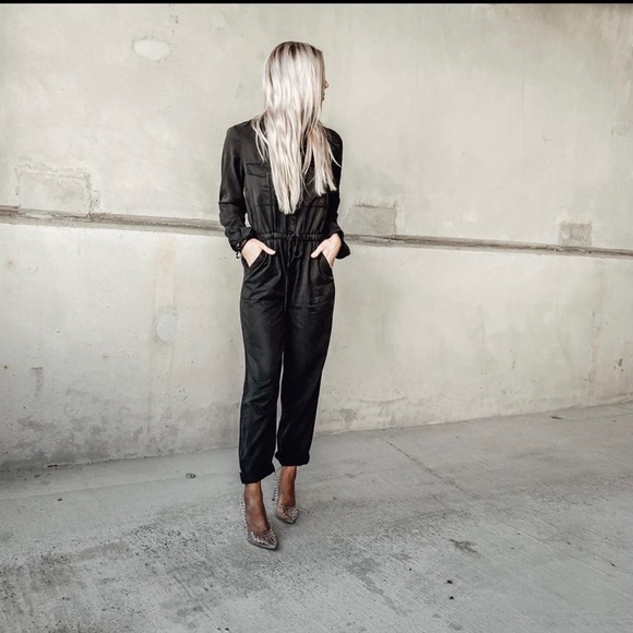 Moody Jumpsuit Charcoal Drawstring Waist Long Sleeve S - Picture 3 of 15